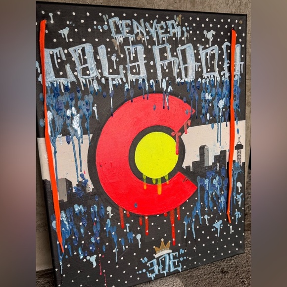 Original Art Denver Colorado Mixed Media Canvas Independent Artist 16x20 - Picture 5 of 5